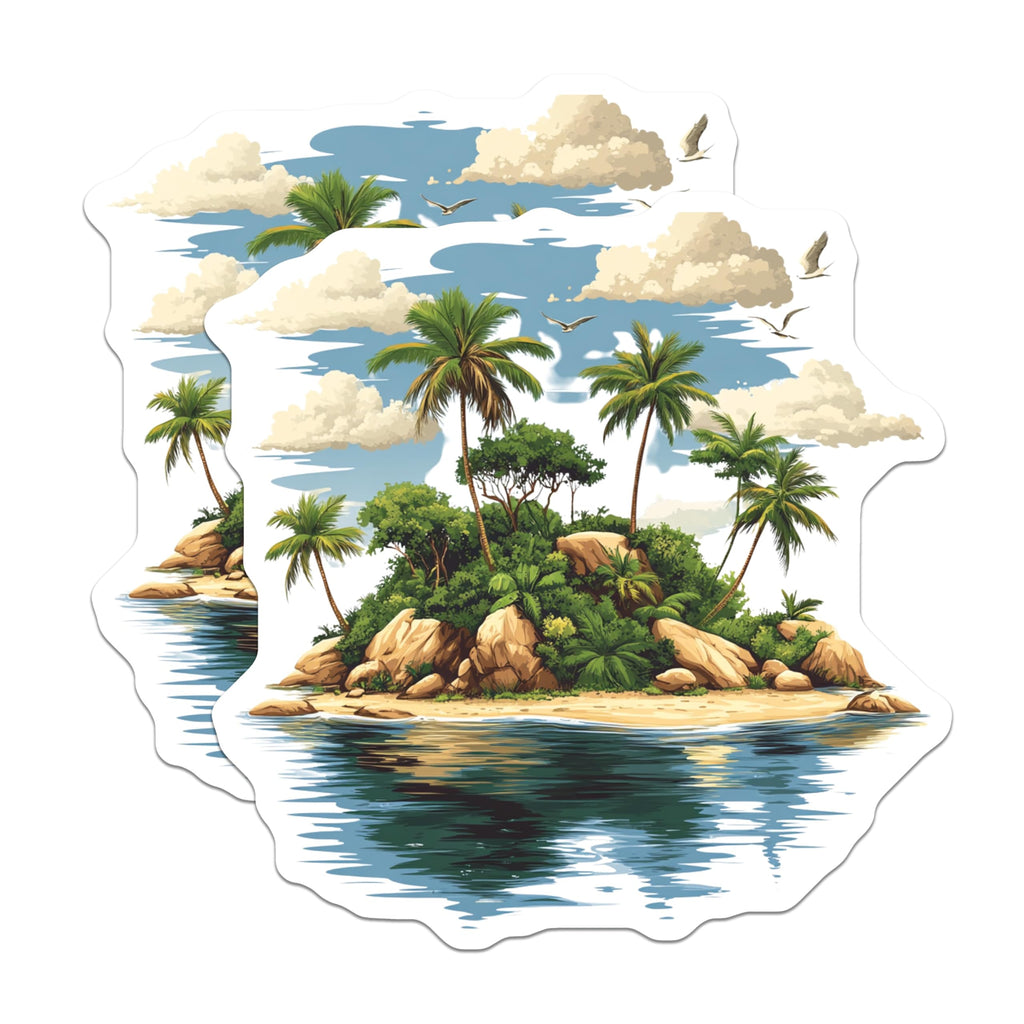 (2 Pack) Tropical Island Magnets - Paradise Beach Decor - Summer Vacation Memento - 5 Inches On Longest Side - Thick Durable Magnet - Made in USA - MAG25874
