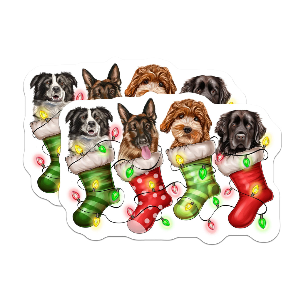(2 Pack) Christmas Dog Stocking Magnets - Holiday Pet Lover Decor - Xmas Animal Refrigerator Accent - 5 Inches On Longest Side - Thick Durable Magnet - Made in USA - MAG27641