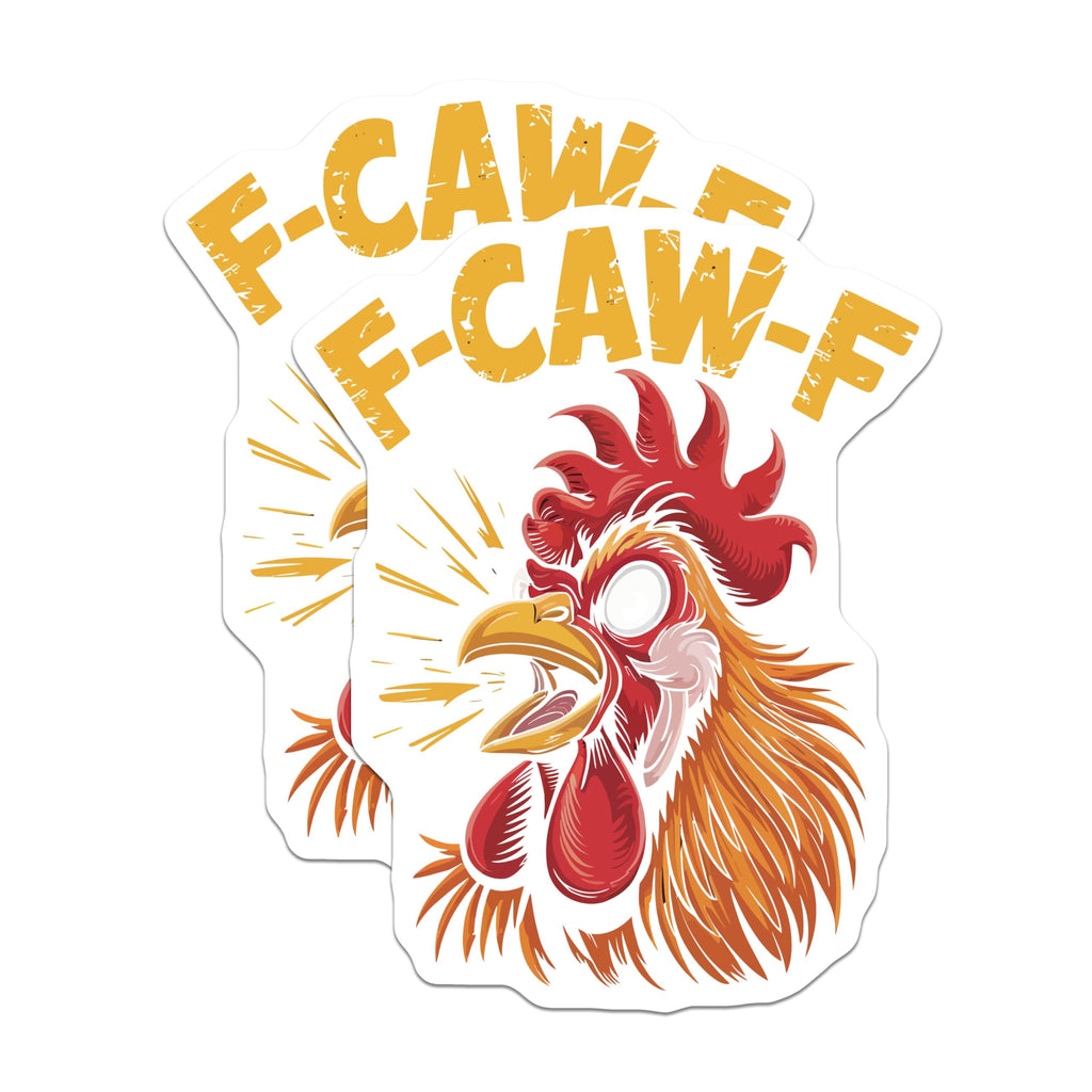 (2 Pack) Funny Chicken Magnets - F-CAW-F Rooster - Sarcastic Humor Fridge Decor - 5" On Longest Side - Premium Magnet - for Cars, Refrigerators, Toolboxes, Lockers - Made in USA - MAG15639