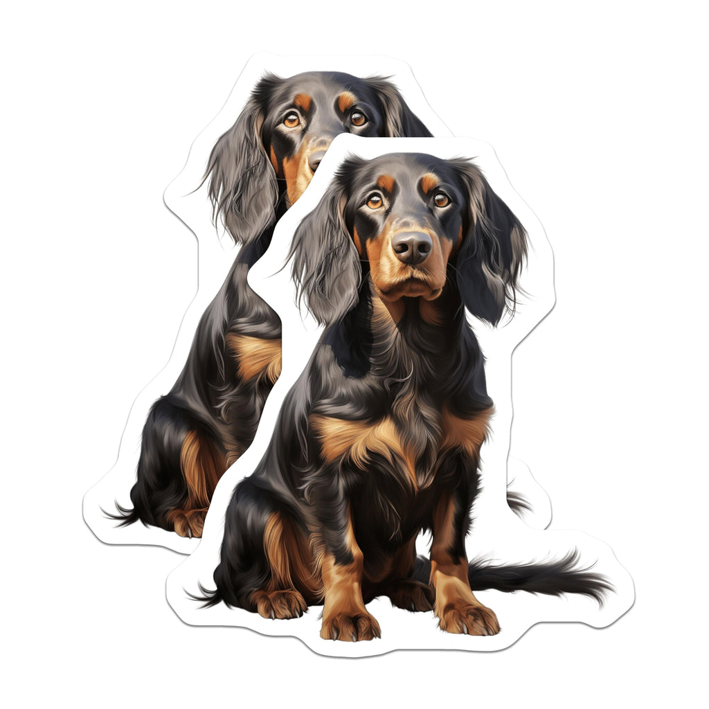 (2 Pack) Black Tan Dog Magnets - Long Haired Coonhound Gordon Setter - Pet Owner Refrigerator Decor - 5 Inches On Longest Side - Thick Durable Magnet - Made in USA - MAG26981