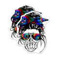 (2 Pack) Messy Bun Skull Magnets - Tie Dye Skull Design - Alternative Aesthetic Decor - Boho Grunge Kitchen Art - 5 Inches On Longest Side - Thick Durable Magnet - Made in USA - MAG36633