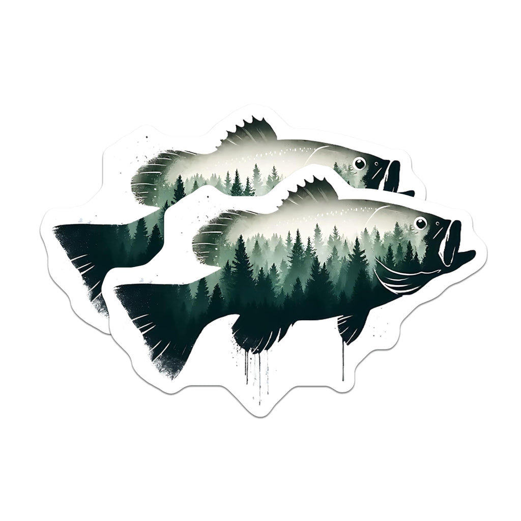 (2 Pack) Bass Fish Magnets - Nature Forest Art - Fishing Lovers Gifts - 5" On Longest Side - Premium Magnet - for Cars, Refrigerators, Toolboxes, Lockers - Made in USA - MAG15127