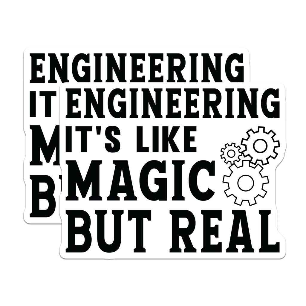 (2 Pack) Engineering Magnets - Funny Engineer Quote Magnet - Mechanical Logic Design - Science Tech Decor Item - 5 Inches On Longest Side - Thick Durable Magnet - Made in USA - MAG21065