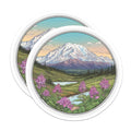 (2 Pack) Mount Denali Alaska Magnets - Purple Fireweed Art - Landscape Scenery Decor - 5" On Longest Side - Premium Magnet - for Cars, Refrigerators, Toolboxes, Lockers - Made in USA - MAG18056