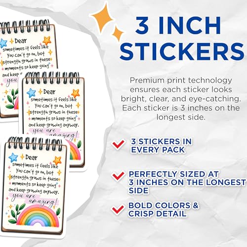 (3 Pack) Inspirational Quote Decals - Rainbow Saying - You are Amazing Sticker - 3 Inches On Longest Side - Easy Peel & Apply - Made in USA - 3MCS7084