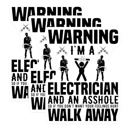 (3 Pack) Electrician Decals - Funny Sarcastic Electrical Worker - Warning Walk Away Laptop Decal- 3 Inches On Longest Side - Easy Peel & Apply - Made in USA - 3MCS5083