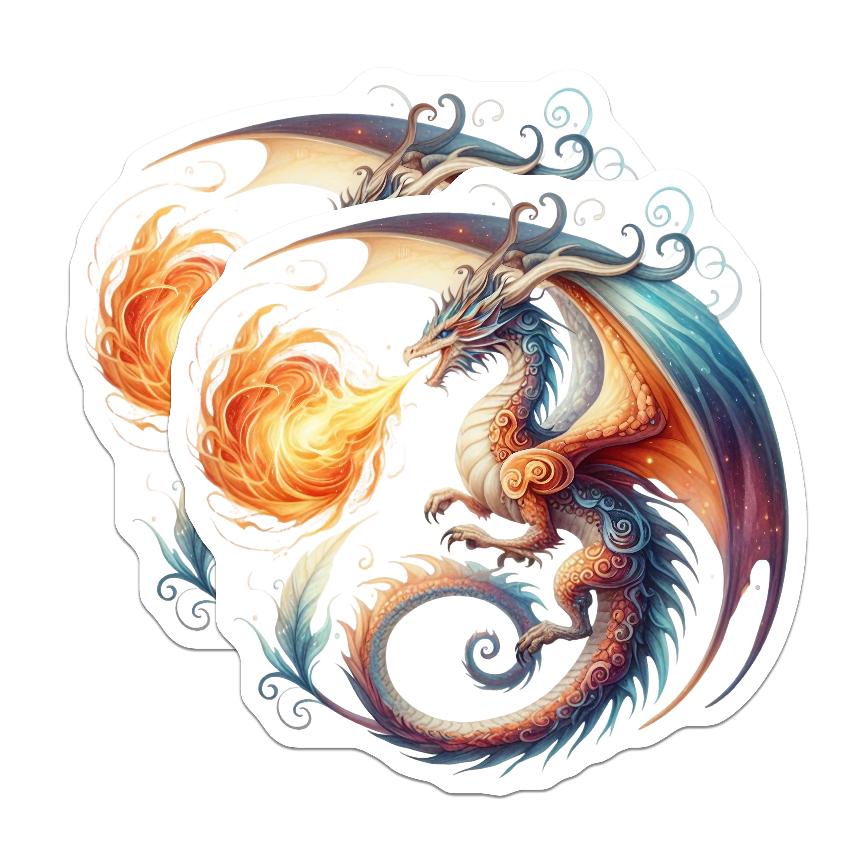 (2 Pack) Fire Breathing Dragon Magnets - Fantasy Creature Art - DND Gamer Decor - 5 Inches On Longest Side - Thick Durable Magnet - Made in USA - MAG38236