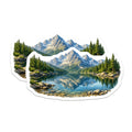 (2 Pack) Mountain Lake Landscape Magnets - Scenic Nature Wilderness Art - Outdoors Adventure Decor - Refrigerator Travel Souvenir - 5" - Thick Durable Magnet - Made in USA - MAG39462