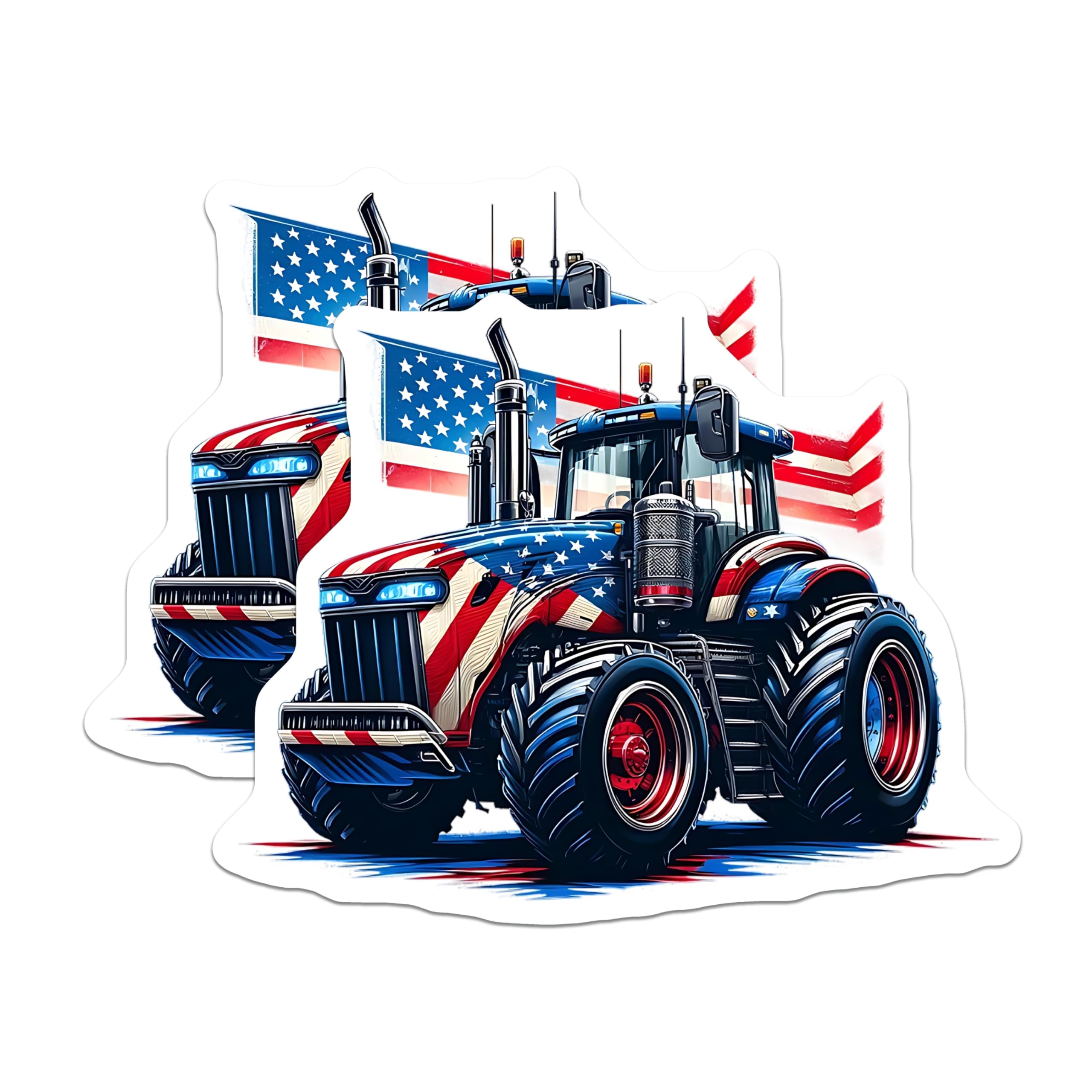 (2 Pack) Tractor Magnets - American Flag Farm Equipment - Patriotic Vehicle Decor - 5" On Longest Side - Premium Magnet - for Cars, Refrigerators, Toolboxes, Lockers - Made in USA - MAG14479
