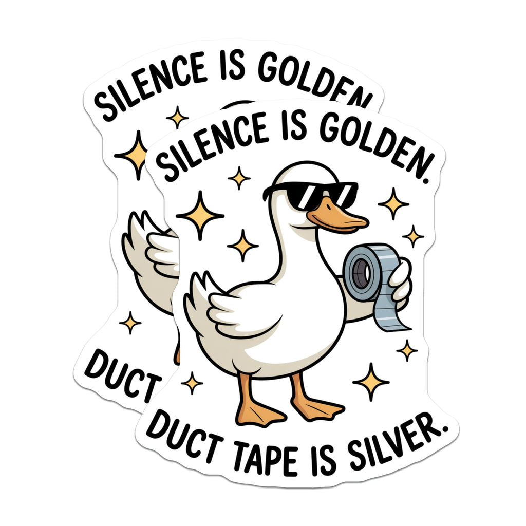 (2 Pack) Funny Duck Magnets - Silence is Golden - Duct Tape is Silver Joke - Sarcastic Humor Gift - 5 Inches On Longest Side - Thick Durable Magnet - Made in USA - MAG38786