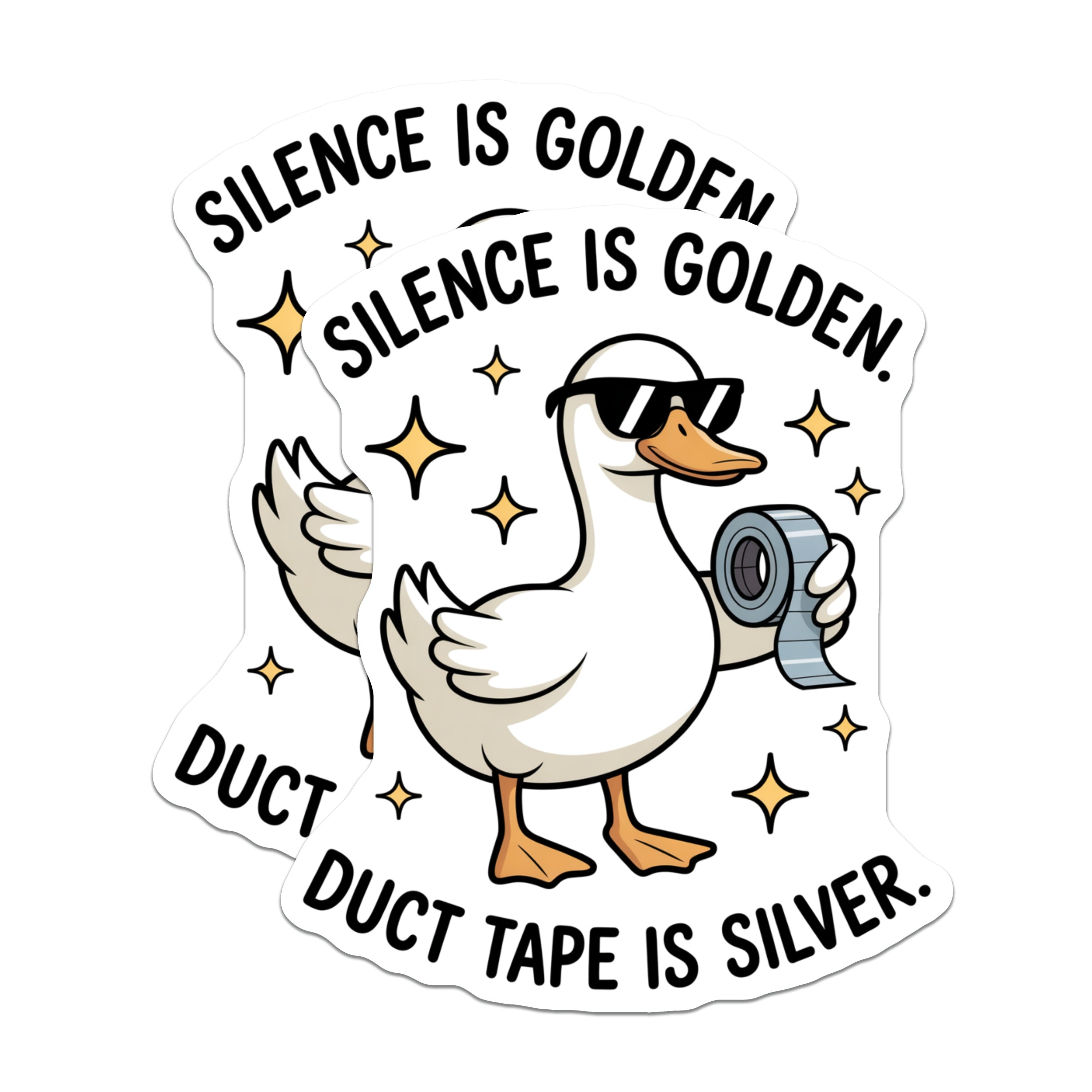 (2 Pack) Funny Duck Magnets - Silence is Golden - Duct Tape is Silver Joke - Sarcastic Humor Gift - 5 Inches On Longest Side - Thick Durable Magnet - Made in USA - MAG38786