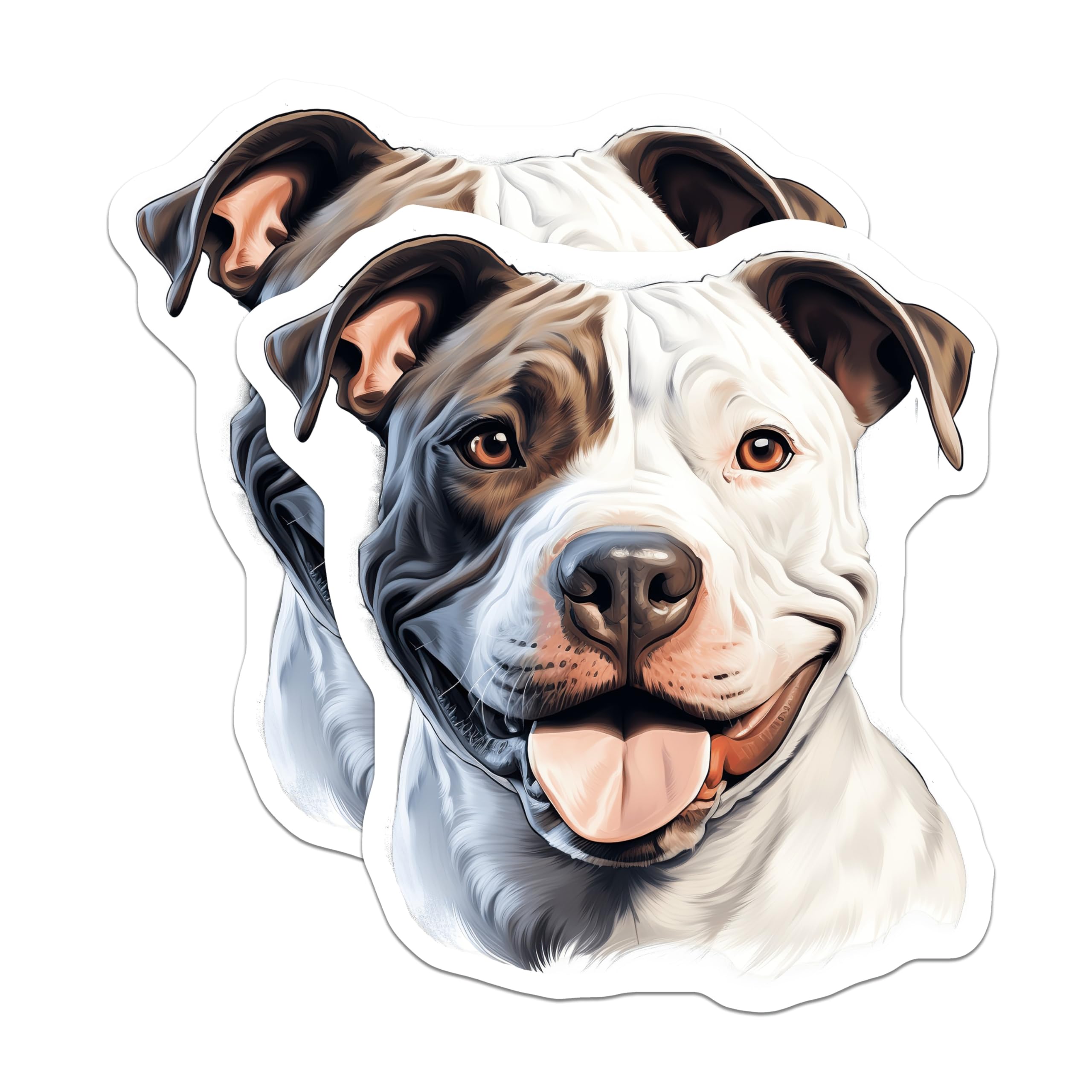 (2 Pack) Happy Pitbull Dog Magnets - Smiling Pitbull Face Art - Pet Lover Refrigerator Decor - Dog Breed Collectibles - 5 Inches On Longest Side - Thick Durable Magnet - Made in USA - MAG24927