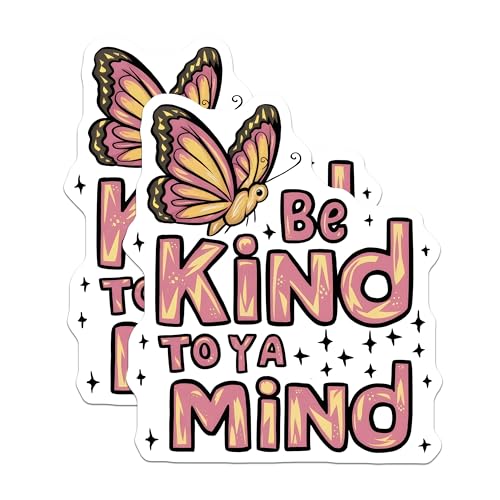 (2 Pack) Be Kind to Ya Mind Stickers - 5" On Longest Side - Sticks to Smooth Flat Surfaces - Made in USA - BMCS8596 - BMCS8596
