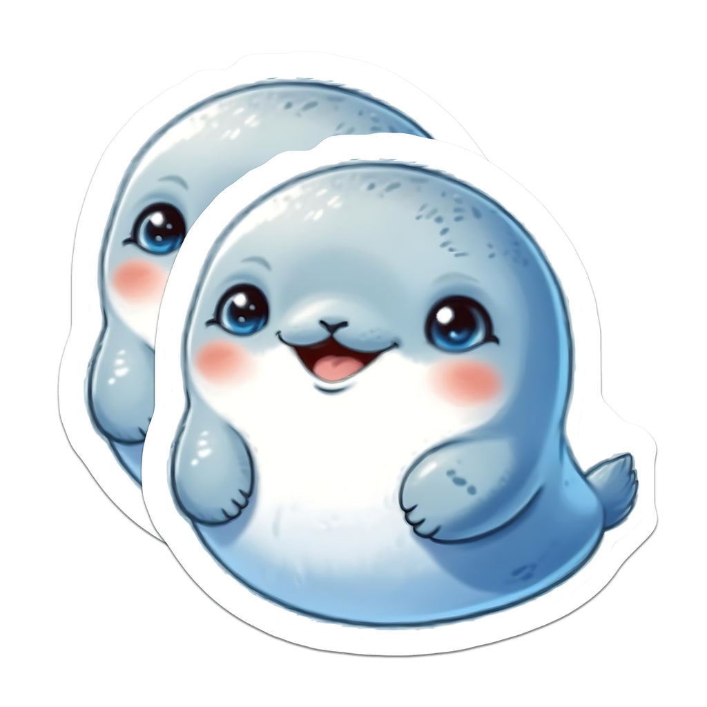 (2 Pack) Cute Baby Seal Magnets - Kawaii Animal Fridge Magnets - Sea Life Locker Decor for Kids - 5 Inches On Longest Side - Thick Durable Magnet - Made in USA - MAG36198