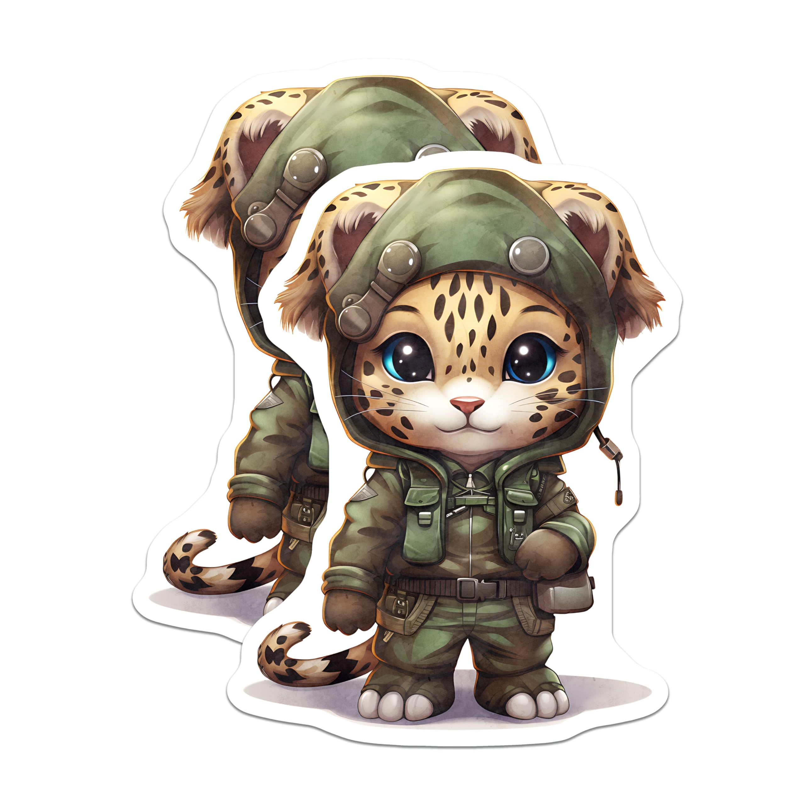 (2 Pack) Leopard in Uniform Magnets - Cute Animal Magnets - Fridge Decoration Magnets - 5" On Longest Side - Premium Magnet - for Cars, Refrigerators, Toolboxes, Lockers - Made in USA - MAG16697