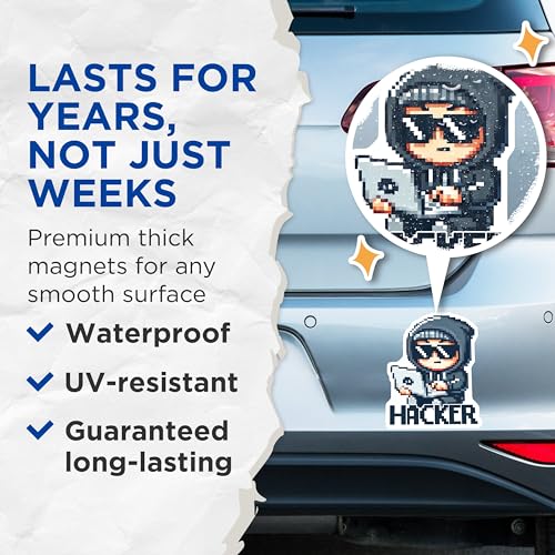 (2 Pack) Hacker Magnets - Tech Enthusiast Decor - 5" On Longest Side - for Cars, Fridges, Toolboxes - Made in USA - MAG7426