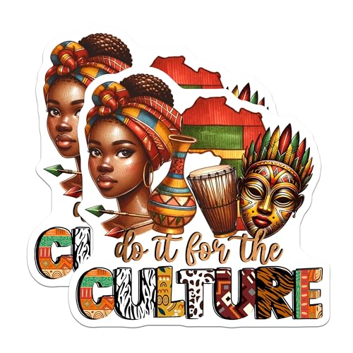 (2 Pack) Do It for The Culture Stickers - African Pride - Ethnic Art - Cultural Expression - Afrocentric Decals - 5" On Longest Side - Sticks to Smooth Flat Surfaces - Made in USA - BMCS7860