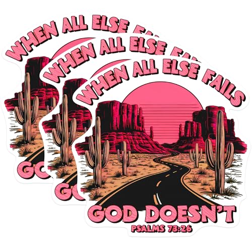 (3 Pack) When All Else Fails Decals - Christian Decal - Desert Landscape Decal - 3 Inches On Longest Side - Easy Peel & Apply - Made in USA - 3MCS0934