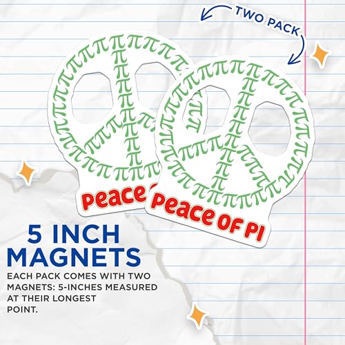 (2 Pack) Peace of Pi Magnets - Math Geek Decor - Nerdy Fridge Accessory - 5" On Longest Side - for Cars, Fridges, Toolboxes - Made in USA - MAG8161