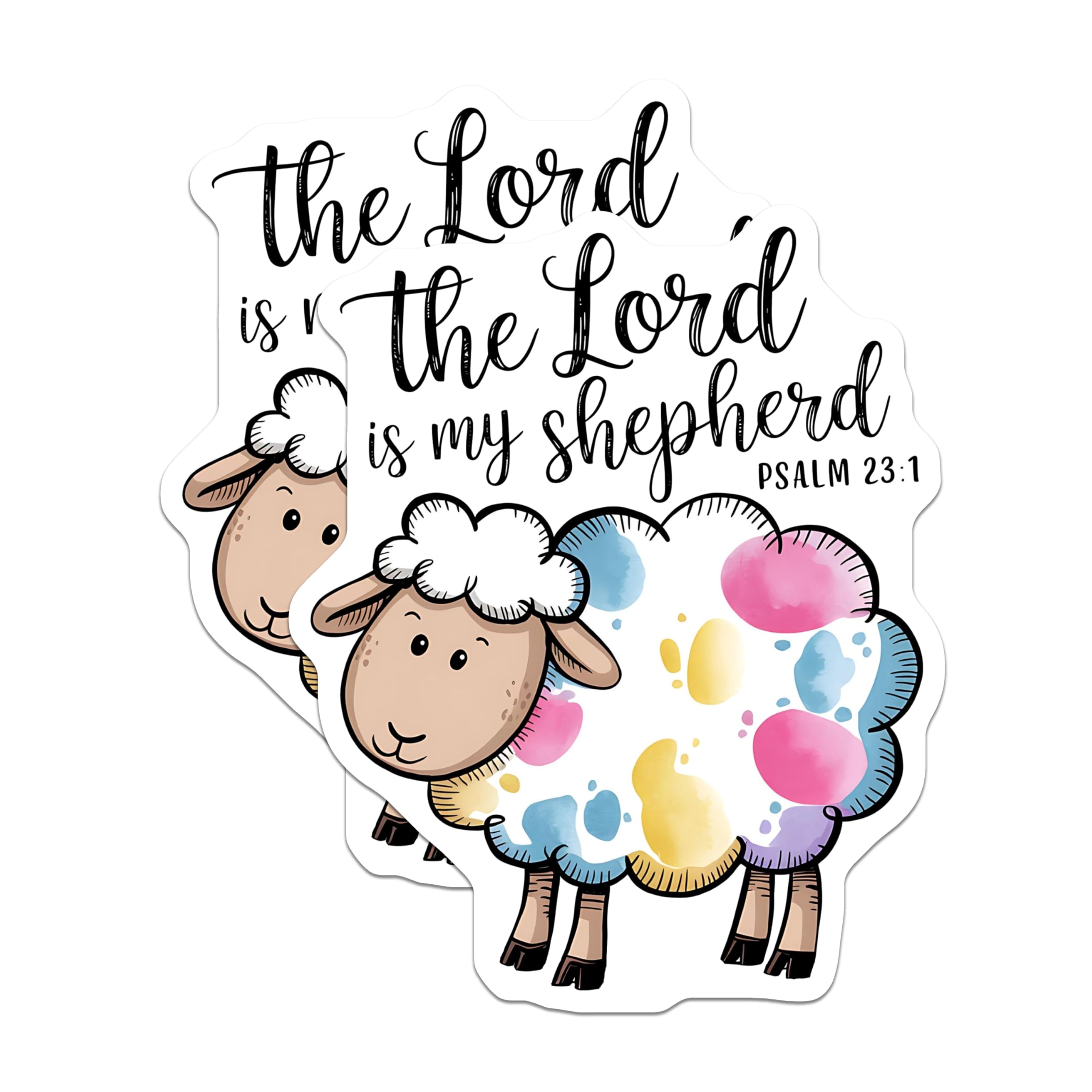 (2 Pack) Christian Magnets - Lord is My Shepherd Verse - Psalm 23 1 Lamb Decor - 5 Inches On Longest Side - Thick Durable Magnet - Made in USA - MAG20946