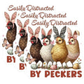(3 Pack) Chicken Decals - Funny Easter Chickens - Easily Distracted by Peckers - Laptop Decals- 3 Inches On Longest Side - Easy Peel & Apply - Made in USA - 3MCS5863
