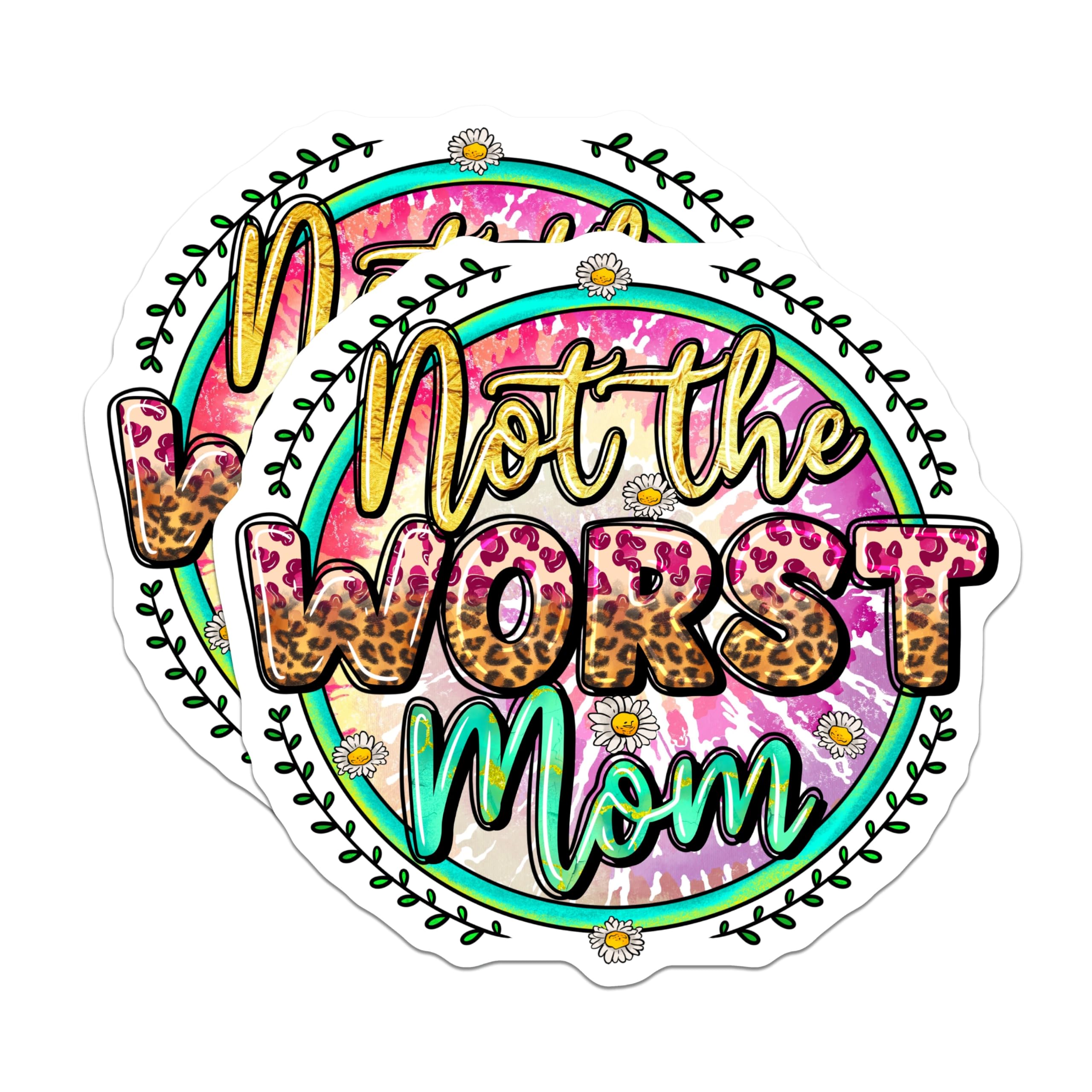 (2 Pack) Not the Worst Mom Magnets - Funny Mom Life Refrigerator Decor - Sarcastic Mother's Day Humor - 5 Inches On Longest Side - Thick Durable Magnet - Made in USA - MAG30326