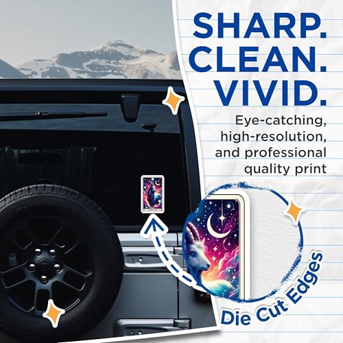 (2 Pack) Capricorn Zodiac Stickers - Astrology Art Stickers - Star Sign Capricorn Decals - 5" On Longest Side - Sticks to Smooth Flat Surfaces - Made in USA - BMCS4804