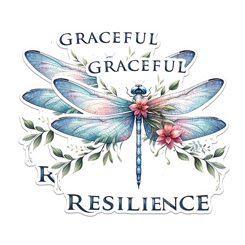 (2 Pack) Graceful Resilience Magnets - Inspirational Dragonfly Magnets - Floral Dragonfly Decorative Magnets- 5" On Longest Side - for Fridges, Toolboxes, Cars - Made in USA - MAG2679
