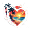 (2 Pack) Beach Sunset Magnets - Tropical Palm Tree Art - Ocean View Home Decor - Romantic Heart Design - 5 Inches On Longest Side - Thick Durable Magnet - Made in USA - MAG26060