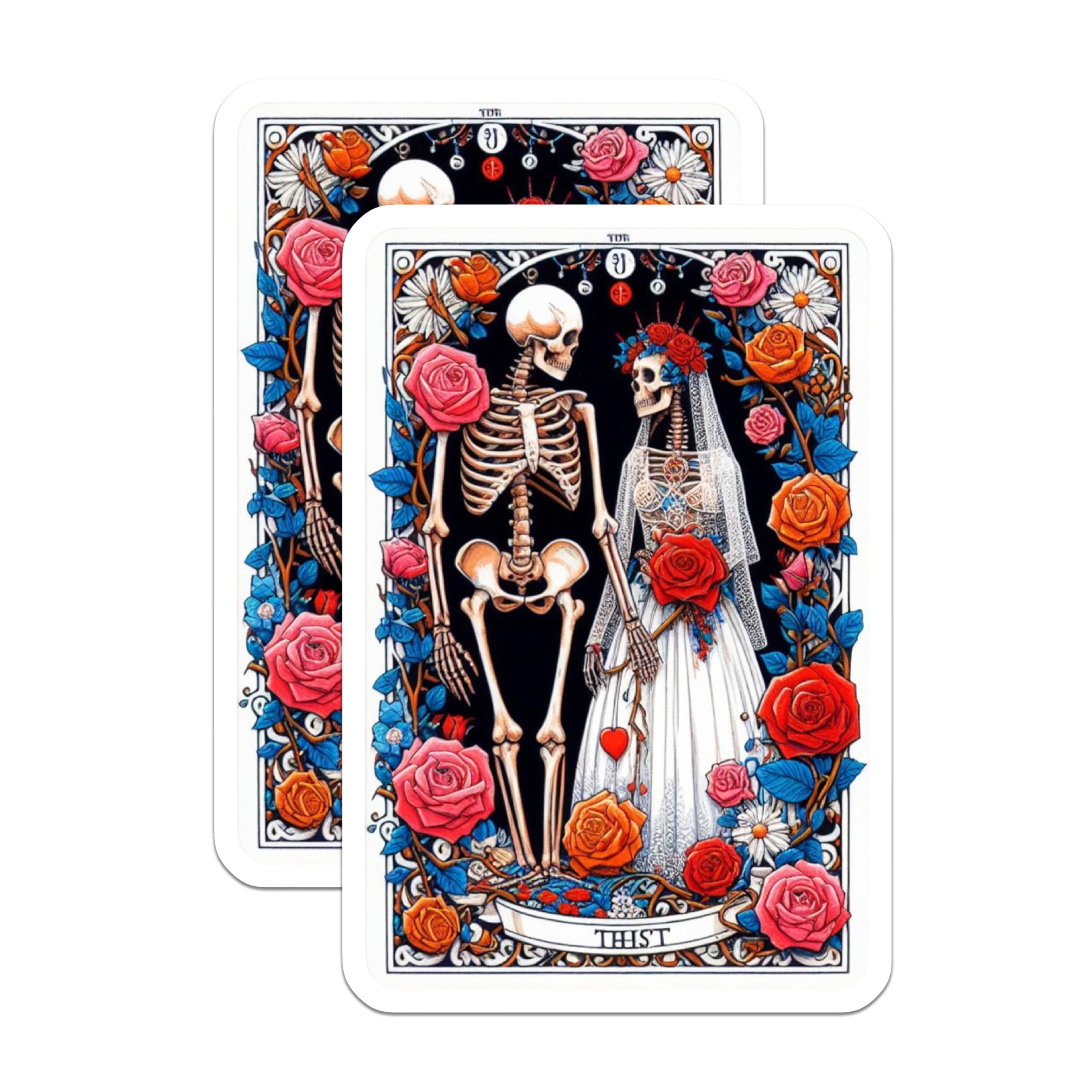 (2 Pack) Skeleton Wedding Magnets - Gothic Romance Couple - Day of the Dead Art Decor - 5 Inches On Longest Side - Thick Durable Magnet - Made in USA - MAG20279