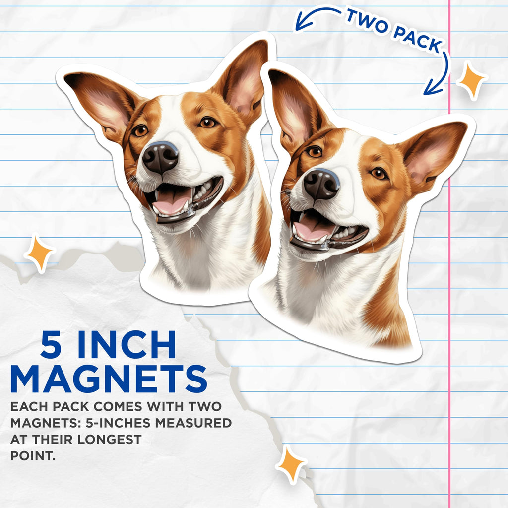 (2 Pack) Basenji Dog Magnets - Pet Lover Refrigerator Decor - Canine Car Accessories - Animal Art Illustration - 5 Inches On Longest Side - Thick Durable Magnet - Made in USA - MAG28799