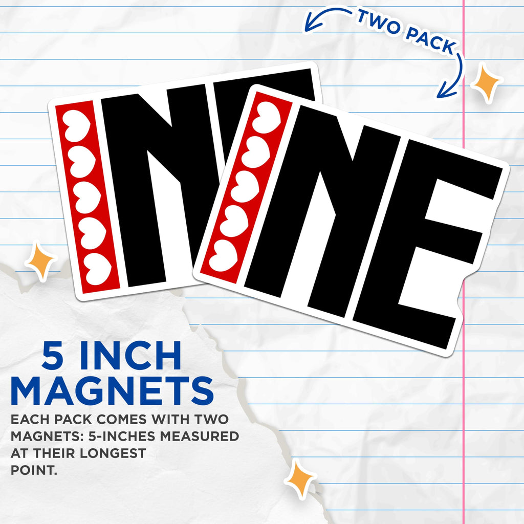 (2 Pack) I Love INE Magnets - Valentine - Initials Refrigerator Magnets - 5" On Longest Side - Premium Magnet - for Cars, Refrigerators, Toolboxes, Lockers - Made in USA - MAG17804