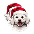 (2 Pack) Christmas Dog Magnets - Bichon Frise Santa Hat Pet Magnets - Festive Puppy Holiday Decor - 5 Inches On Longest Side - Thick Durable Magnet - Made in USA - MAG28617