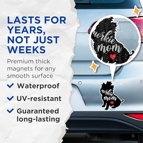 (2 Packs) Workie Mom Dog Breed Magnets - Workie Magnets - 5 Inches On Longest Side - Premium Magnet - for Fridges, Toolboxes, Cars - Made in USA - MAG2542