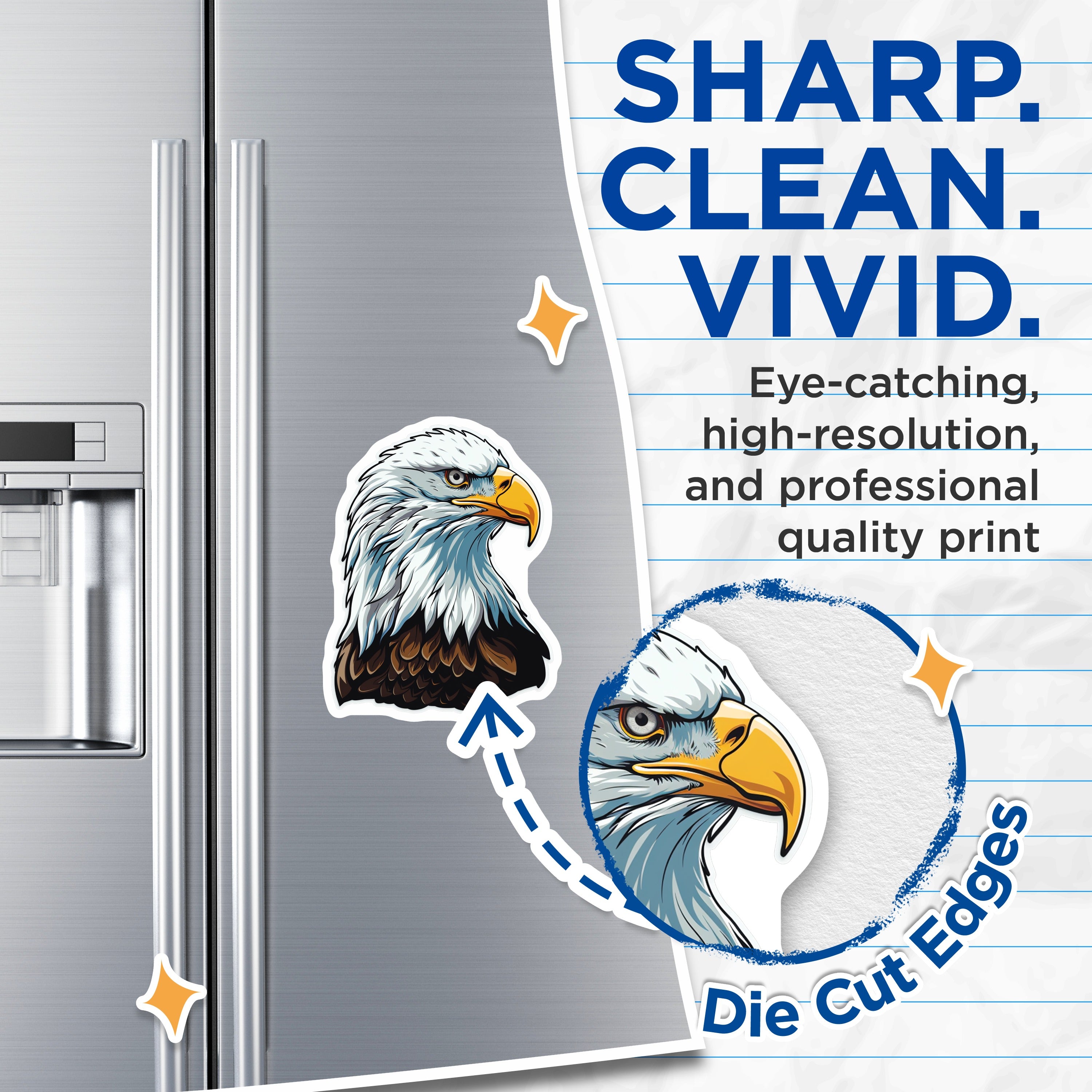 (2 Pack) Bald Eagle Head Magnets - American Wildlife Symbol - Patriotic Home Decor - 5 Inches On Longest Side - Thick Durable Magnet - Made in USA - MAG36346