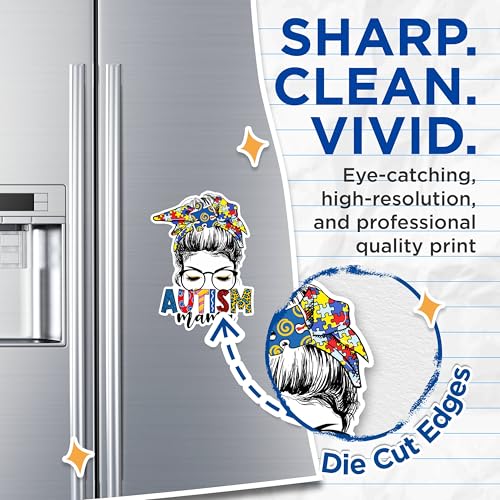(2 Pack) Autism Mama Magnets - Awareness Magnets - Puzzle Piece Magnets- 5" On Longest Side - for Fridges, Toolboxes, Cars - Made in USA - MAG2952