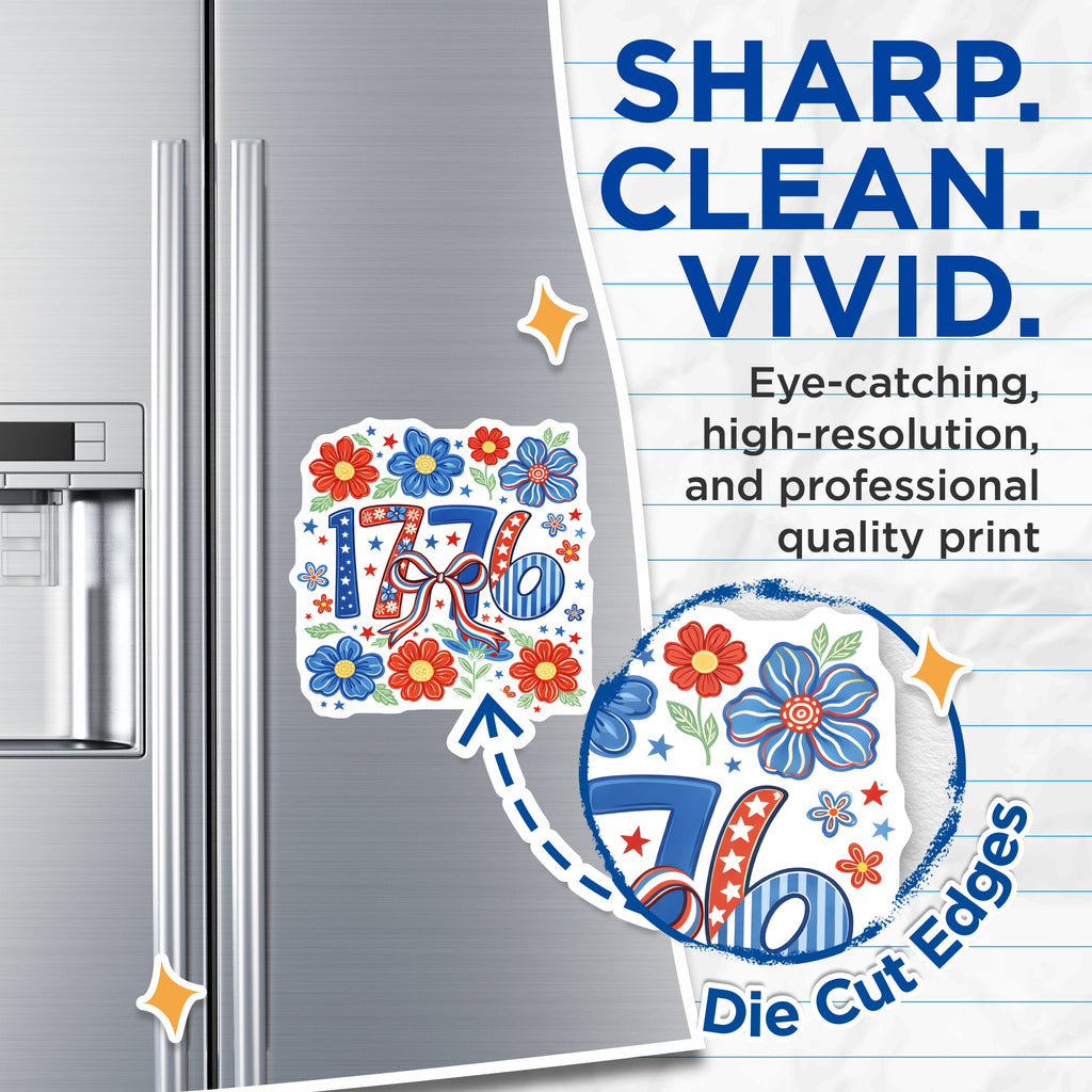 (2 Pack) 1776 Magnets - Patriotic Refrigerator Decor - Fourth of July USA Pride - 5 Inches On Longest Side - Thick Durable Magnet - Made in USA - MAG36183