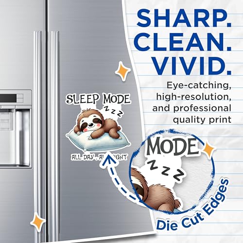(2 Pack) Sleep Mode Sloth Magnets - All Day All Night Sloth Magnets - Cute Sloth Art Magnets- 5" On Longest Side - for Fridges, Toolboxes, Cars - Made in USA - MAG2737