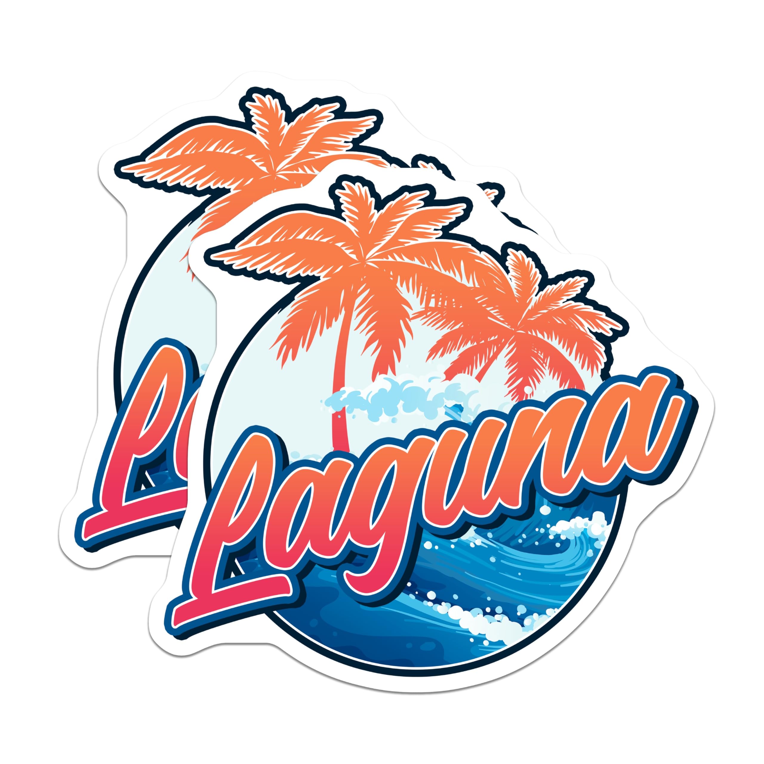 (2 Pack) Laguna Beach Magnets - California Travel - Tropical Palm Tree Home Decor - 5" On Longest Side - Premium Magnet - for Cars, Refrigerators, Toolboxes, Lockers - Made in USA - MAG17535