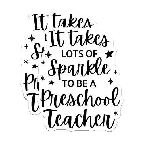 (2 Pack) Teacher Stickers - Preschool Teacher Quote - Sparkle Teacher Motivation - School Encouragement Decal - 5" On Longest Side - Sticks to Smooth Flat Surfaces - Made in USA - BMCS5805