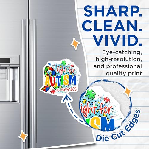 (2 Pack) Fight for Autism Awareness Magnets Magnets - Inspirational Quote - Colorful Puzzle Design - 5" On Longest Side - Made in USA - Sticks to Refrigerators & Metal Surfaces - MAG9177
