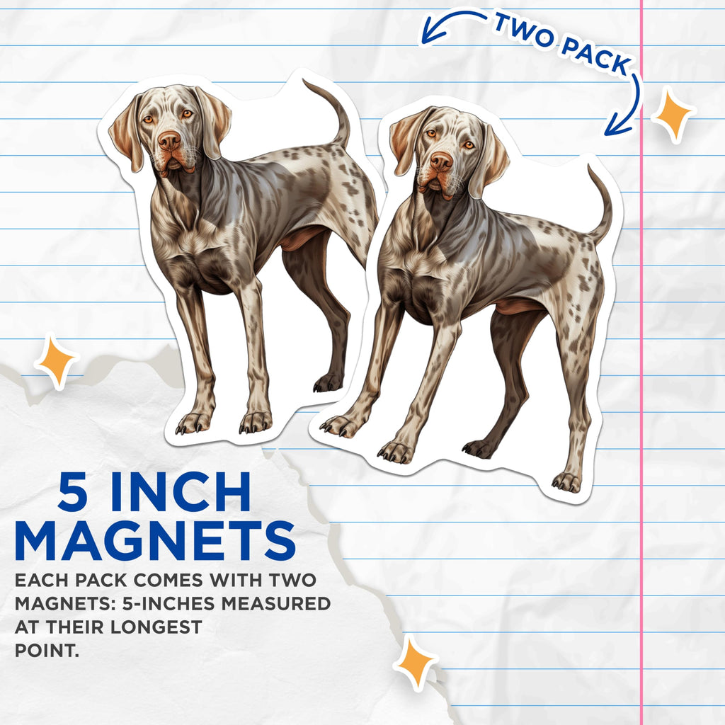 (2 Pack) Catahoula Leopard Dog Magnets - Dog Mom Dad Decor - Refrigerator Locker Accessories - 5 Inches On Longest Side - Thick Durable Magnet - Made in USA - MAG27298