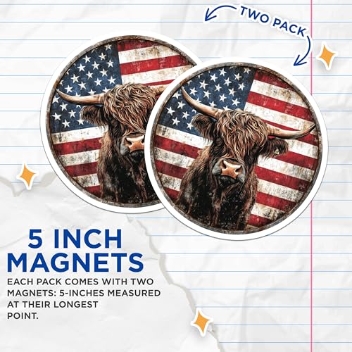 (2 Pack) American Flag Decor for Home Magnet - Farmhouse Kitchen Decor - 5" On Longest Side - Sticks to Smooth Flat Surfaces - Made in USA - MAG10035