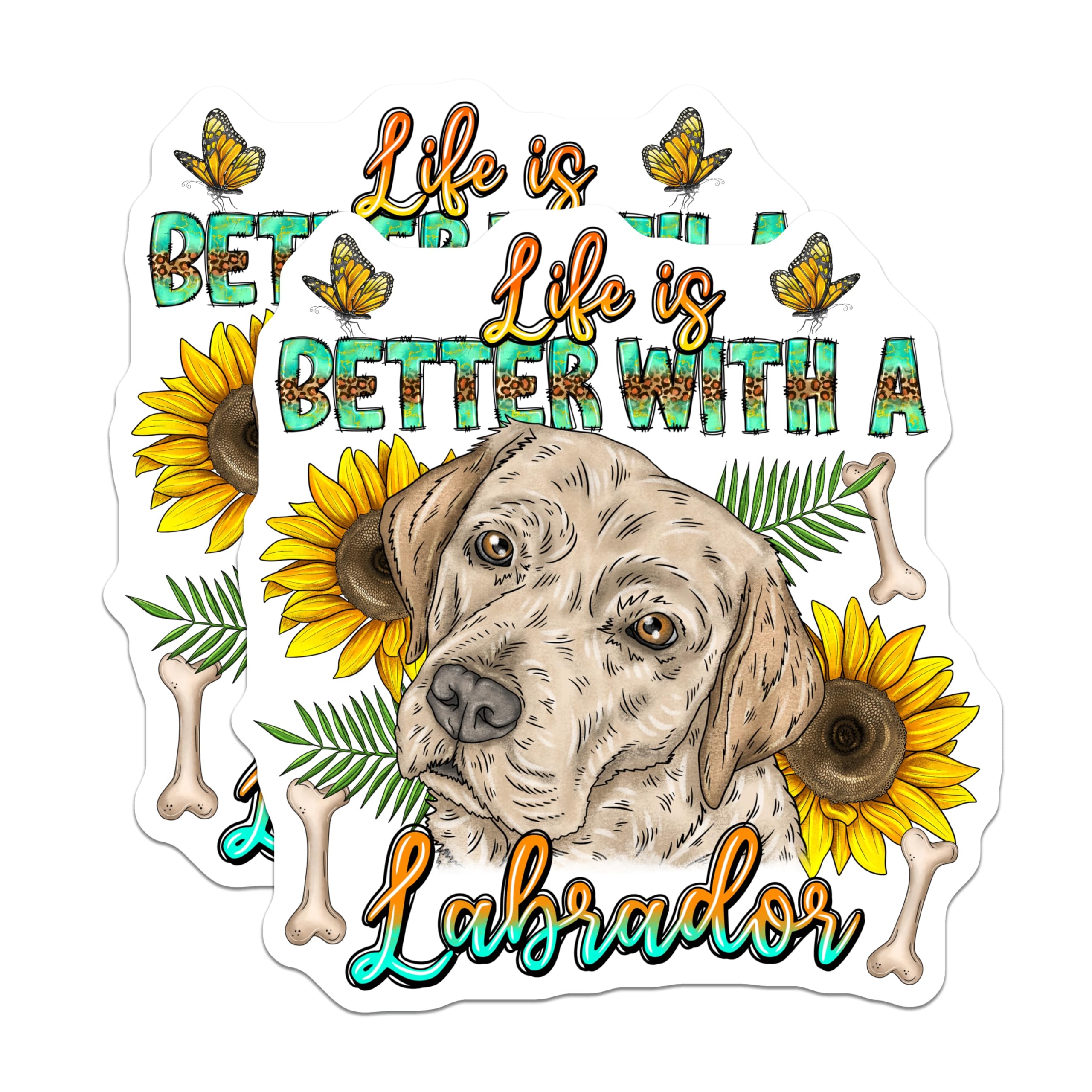 (2 Pack) Labrador Dog Magnets - Life is Better with a Labrador - Dog Mom Decor - Sunflower Pet Lover - 5 Inches On Longest Side - Thick Durable Magnet - Made in USA - MAG23712