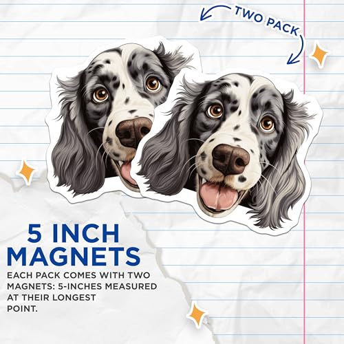 (2 Pack) Cute Dog Face Magnet - Pet Owner Gift Idea - 5" On Longest Side - Sticks to Smooth Flat Surfaces - Made in USA - MAG9976