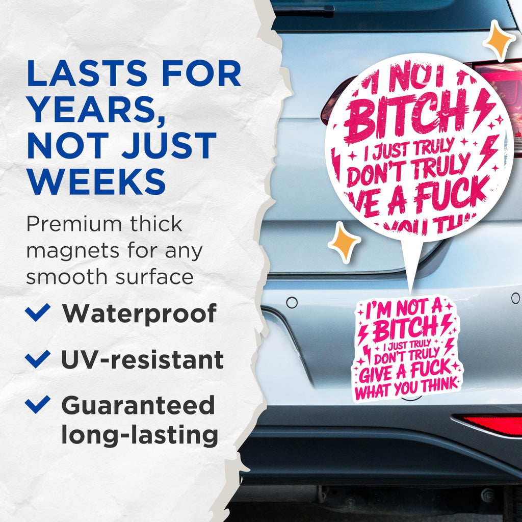(2 Pack) Sarcastic Magnets - I Dont Care - Funny Quote Refrigerator Magnets - 5" On Longest Side - Premium Magnet - for Cars, Refrigerators, Toolboxes, Lockers - Made in USA - MAG14133