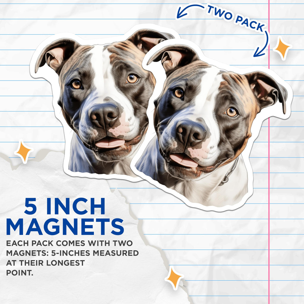 (2 Pack) American Staffy Magnets - Pitbull Dog Decor - Realistic Staffy Art - Dog Mom Accessories - Pet Parent Home Decor - 5 Inches On Longest Side - Thick Durable Magnet - Made in USA - MAG25776