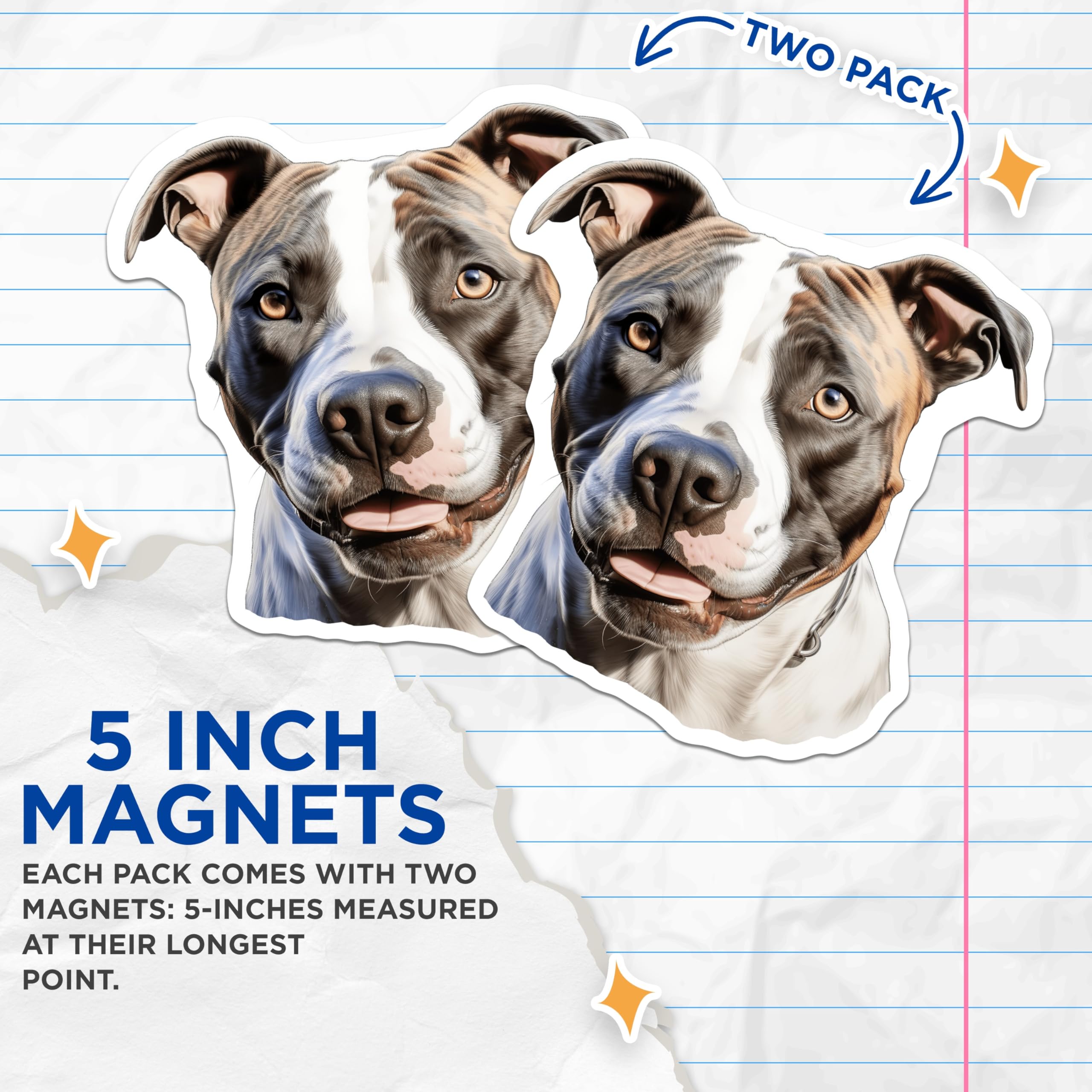 (2 Pack) American Staffy Magnets - Pitbull Dog Decor - Realistic Staffy Art - Dog Mom Accessories - Pet Parent Home Decor - 5 Inches On Longest Side - Thick Durable Magnet - Made in USA - MAG25776