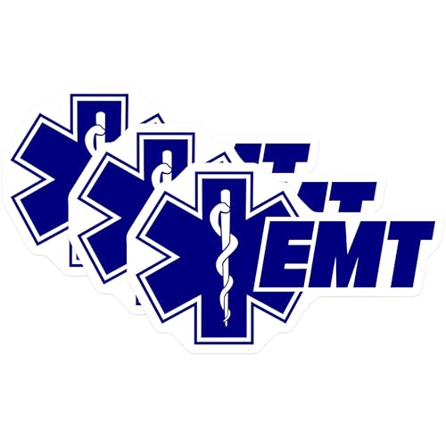 (3 Pack) EMT Decals - Star of Life - Emergency Medical Technician Stickers - 3 Inches On Longest Side - Easy Peel & Apply - Made in USA - 3MCS4031