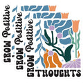 (3 Pack) Grow Positive Thoughts Decals - Floral Illustration Stickers - Laptop Decals - 3 Inches On Longest Side - Easy Peel & Apply - Made in USA - 3MCS2613